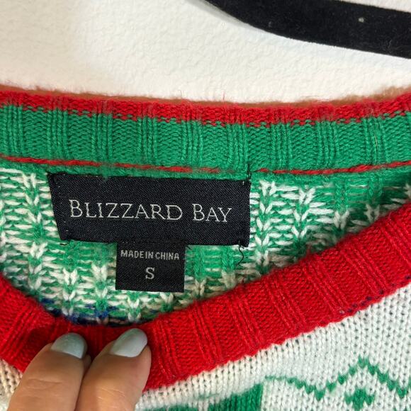 BLIZZARD BAY Fair Isle Ugly Christmas Sweater Shark Fish Beach Holiday Size S - Picture 2 of 6